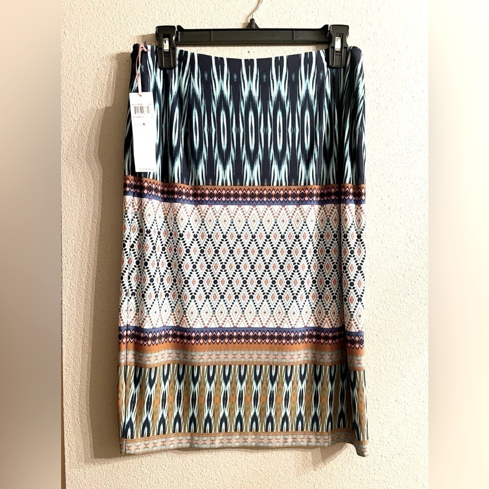 Kelly & Diane Skirt NWT Size 6 Multicolored Diamond Pencil Lined Boho Vibe